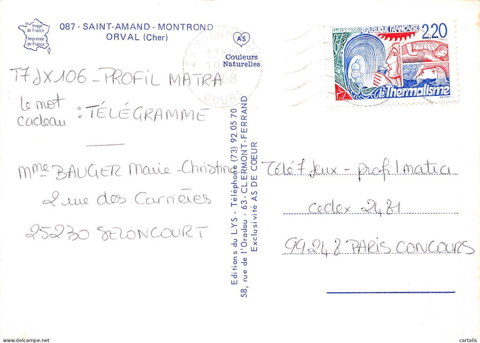 18-SAINT AMAND MONTROND ORVAL-N° 4424-D/0011 - Saint-Amand-Montrond