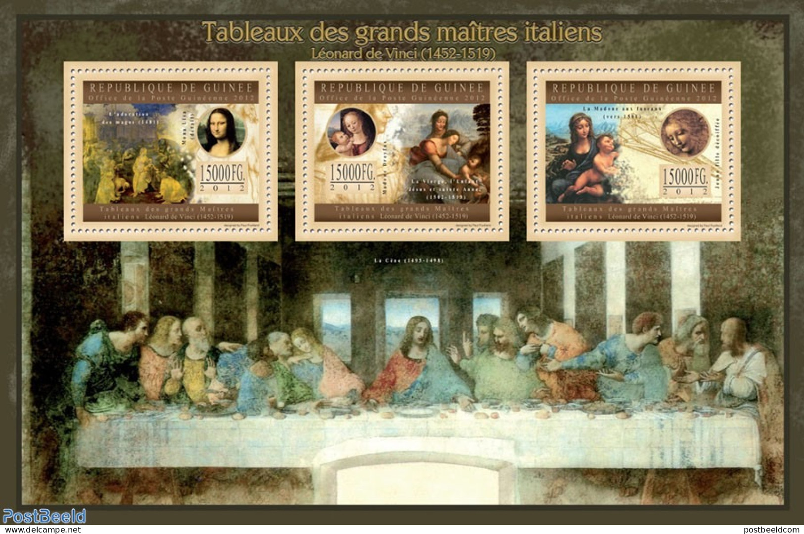 Guinea, Republic 2012 Great Italian Masters, Mint NH, Art - Leonardo Da Vinci - Paintings - Other & Unclassified