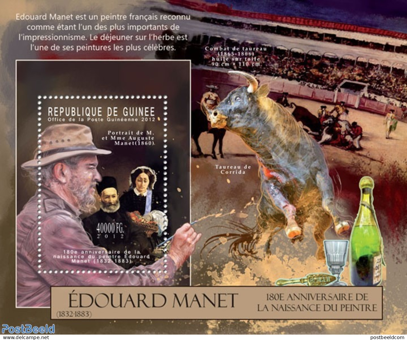 Guinea, Republic 2012 Edouard Manet, Mint NH, Art - Paintings - Other & Unclassified