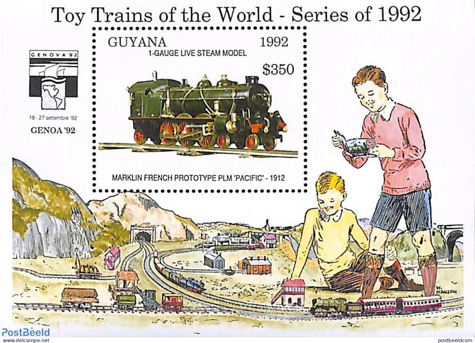 Guyana 1992 Toy Trains S/s, PLM Pacific, Mint NH, Transport - Various - Railways - Toys & Children's Games - Treinen