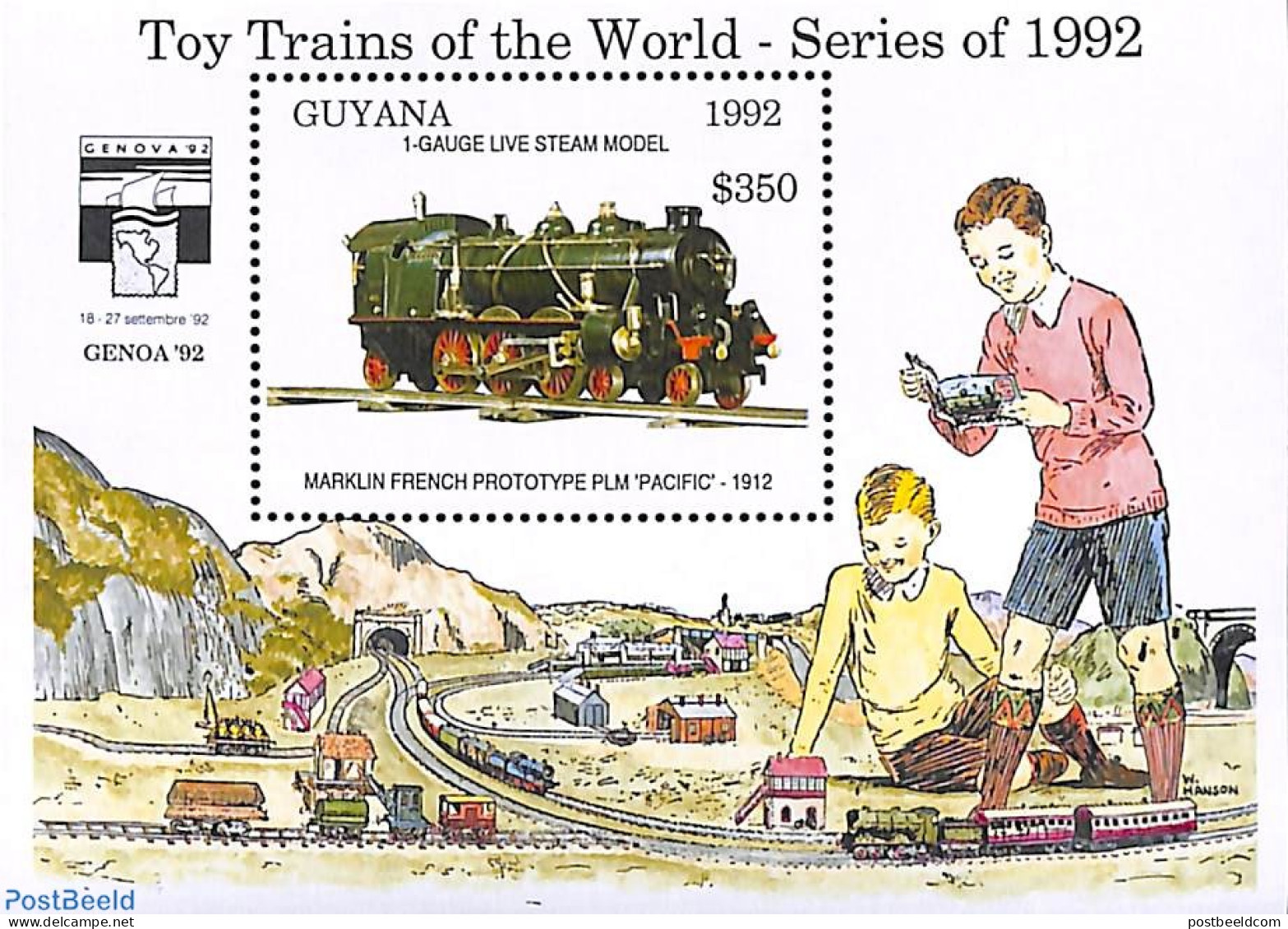 Guyana 1992 Toy Trains S/s, PLM Pacific, Mint NH, Transport - Various - Railways - Toys & Children's Games - Eisenbahnen