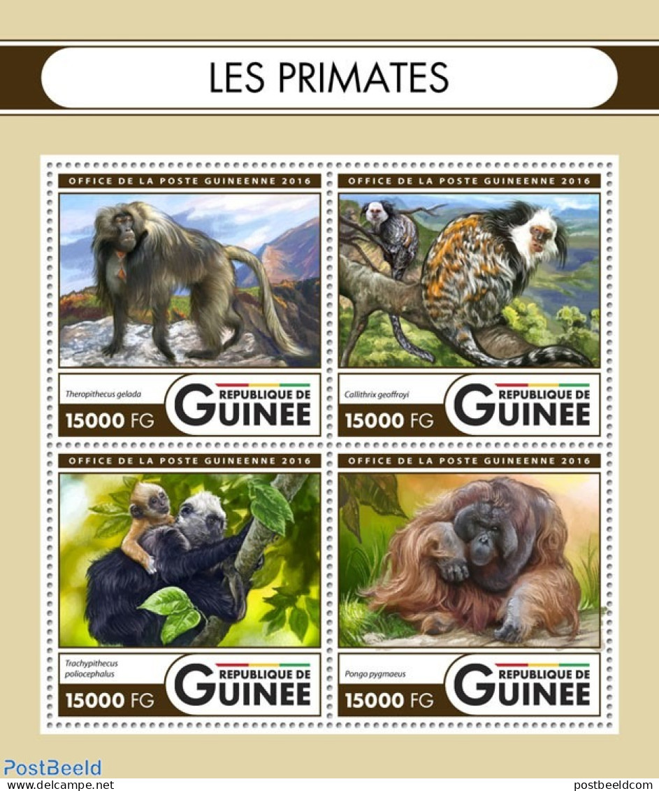 Guinea, Republic 2016 Primates, Mint NH, Nature - Monkeys - Other & Unclassified
