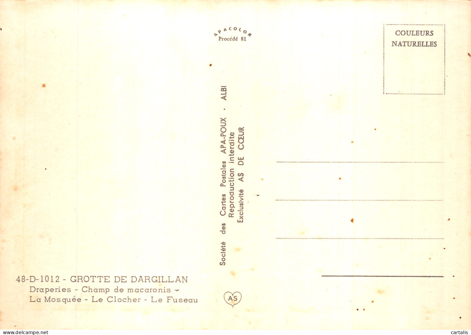 48-GROTTE DE DARGILLAN-N° 4426-C/0011 - Sonstige & Ohne Zuordnung