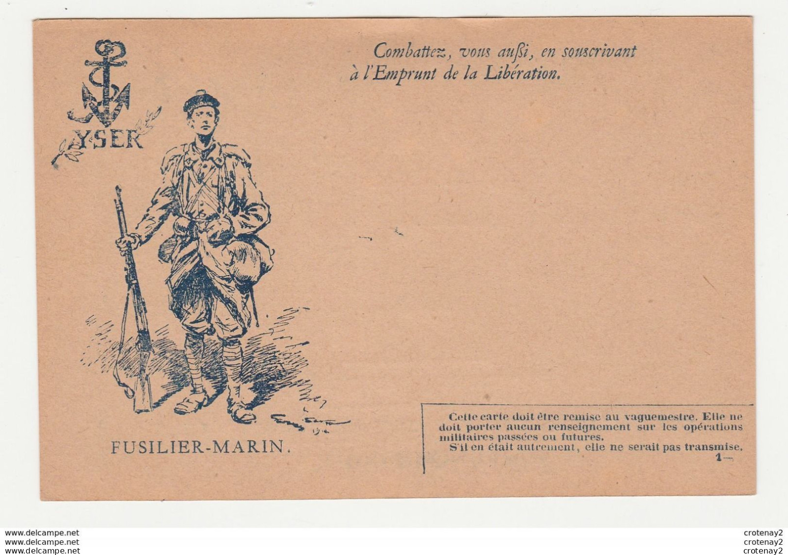Militaria FUSILIER MARIN N°1 Correspondance Des Armées De La République VOIR DOS Illustrateur Scof ? 1914 - Weltkrieg 1914-18