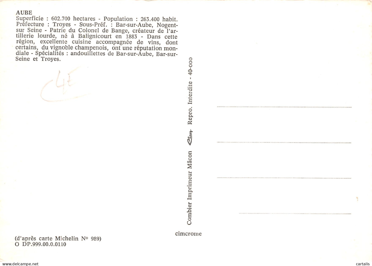 10-AUBE-N° 4425-D/0311 - Other & Unclassified