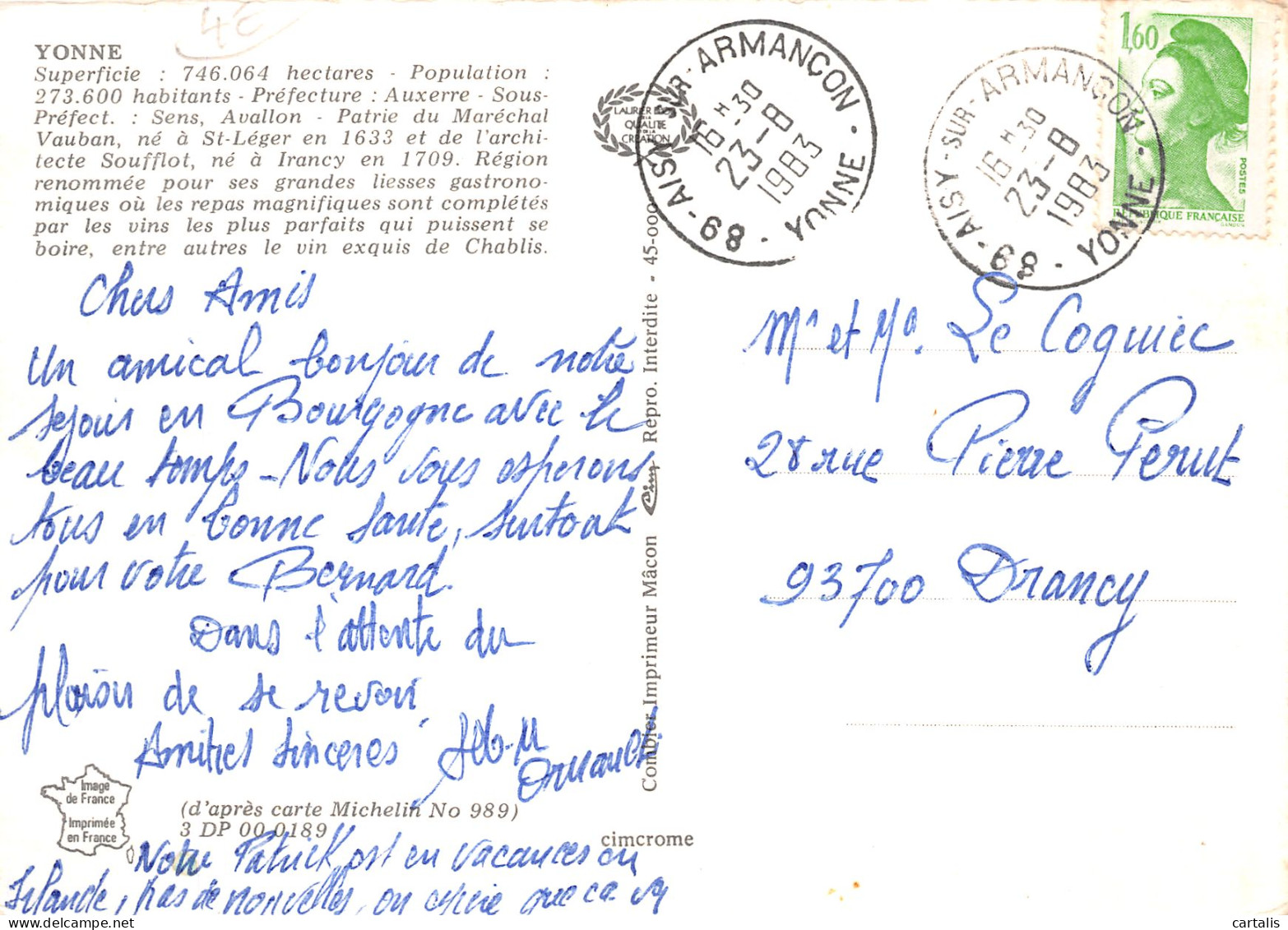 89-YONNE-N° 4425-D/0291 - Other & Unclassified