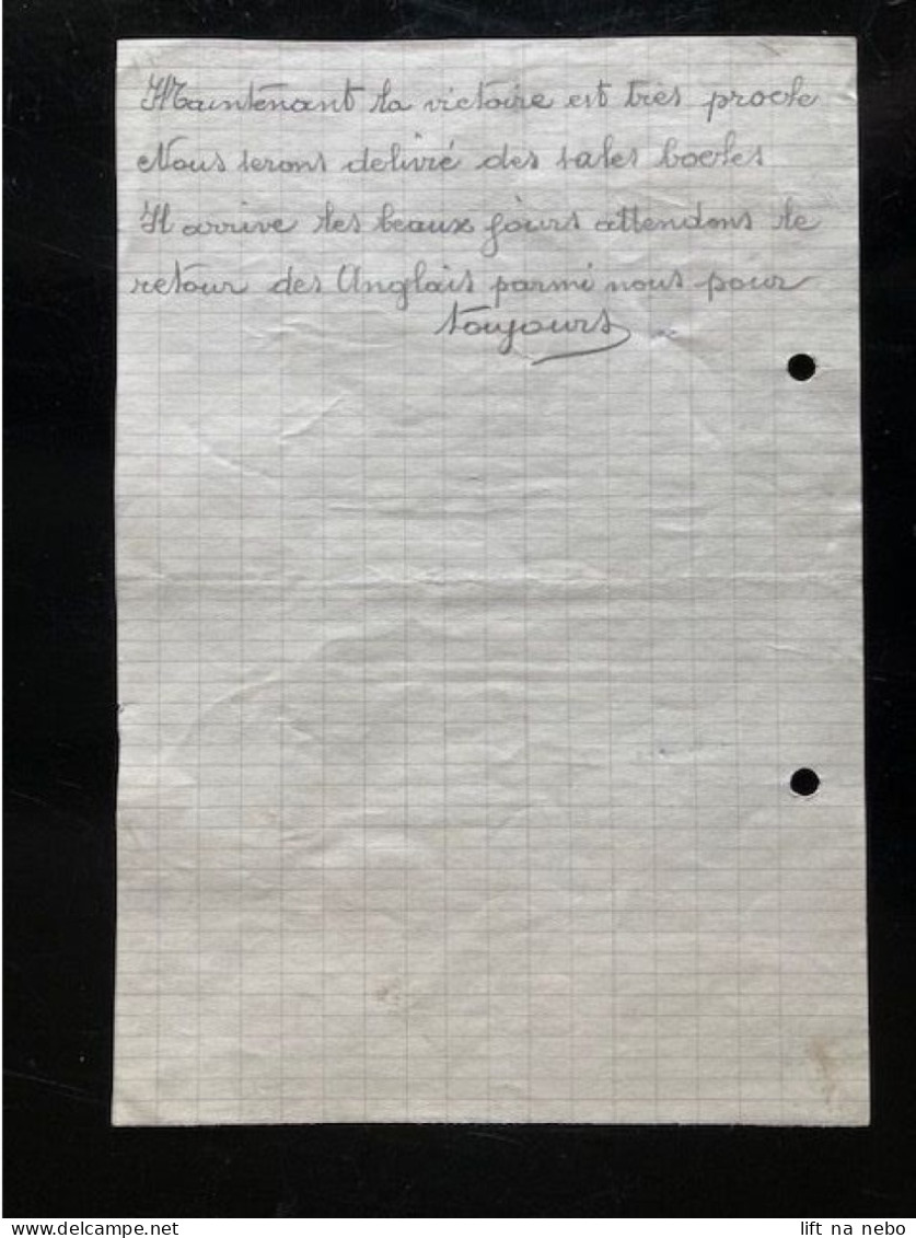 Tract Presse Clandestine Résistance Belge WWII WW2 'La Chanson Des Vague' Handwritten On Both Sides Of The Sheet - Documents