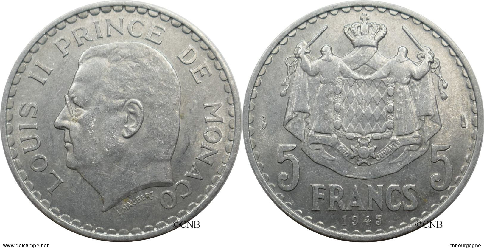 Monaco - Principauté - Louis II - 5 Francs 1945 - SUP/AU55 - Mon6136 - 1922-1949 Luigi II