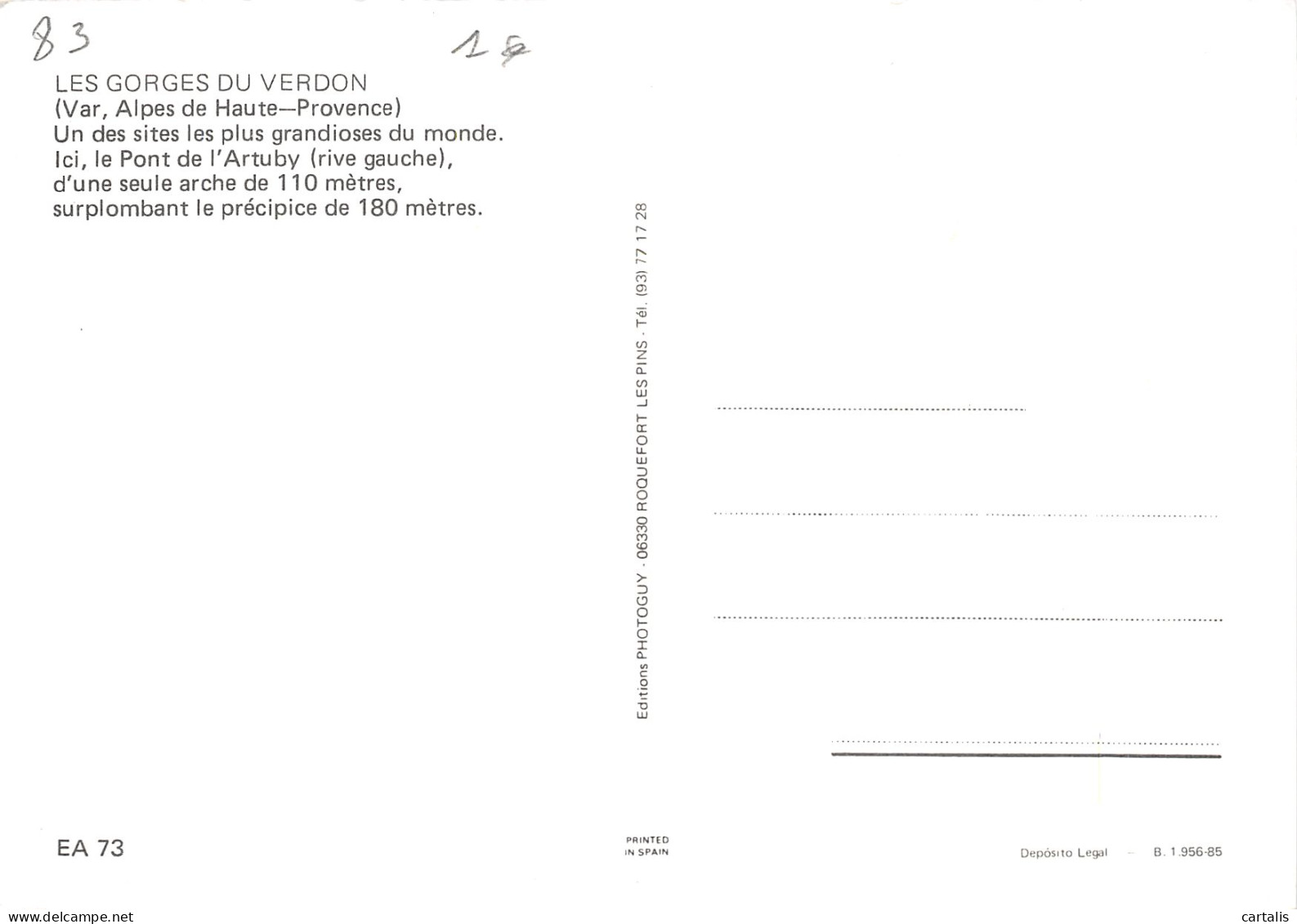 83-GORGES DU VERDON-N° 4426-C/0235 - Altri & Non Classificati