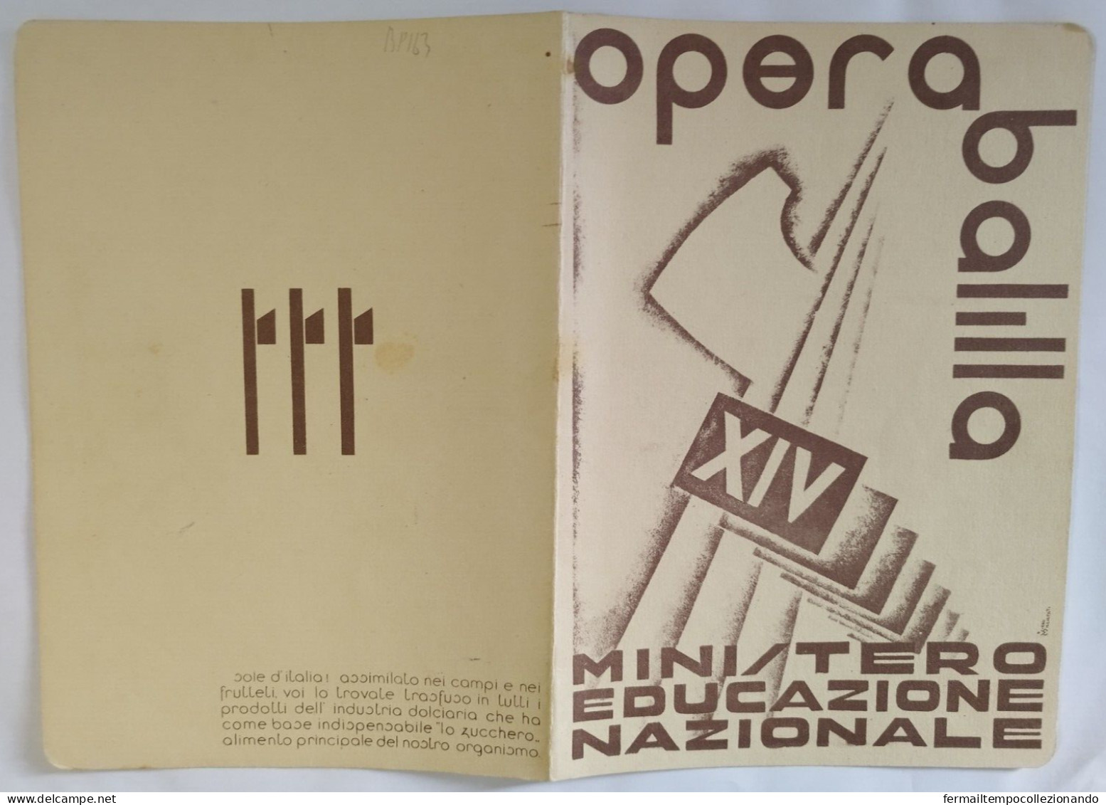 Bp163 Pagella Fascista Regno D'italia Opera Balilla Bari 1936 - Diplômes & Bulletins Scolaires