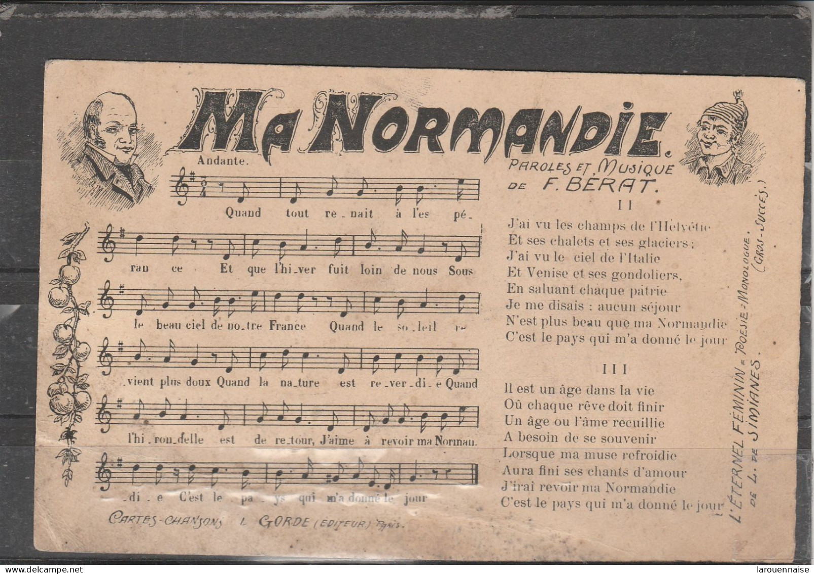 Chanson - Ma Normandie - Paroles Et Musique De F. Bérat - Musique Et Musiciens