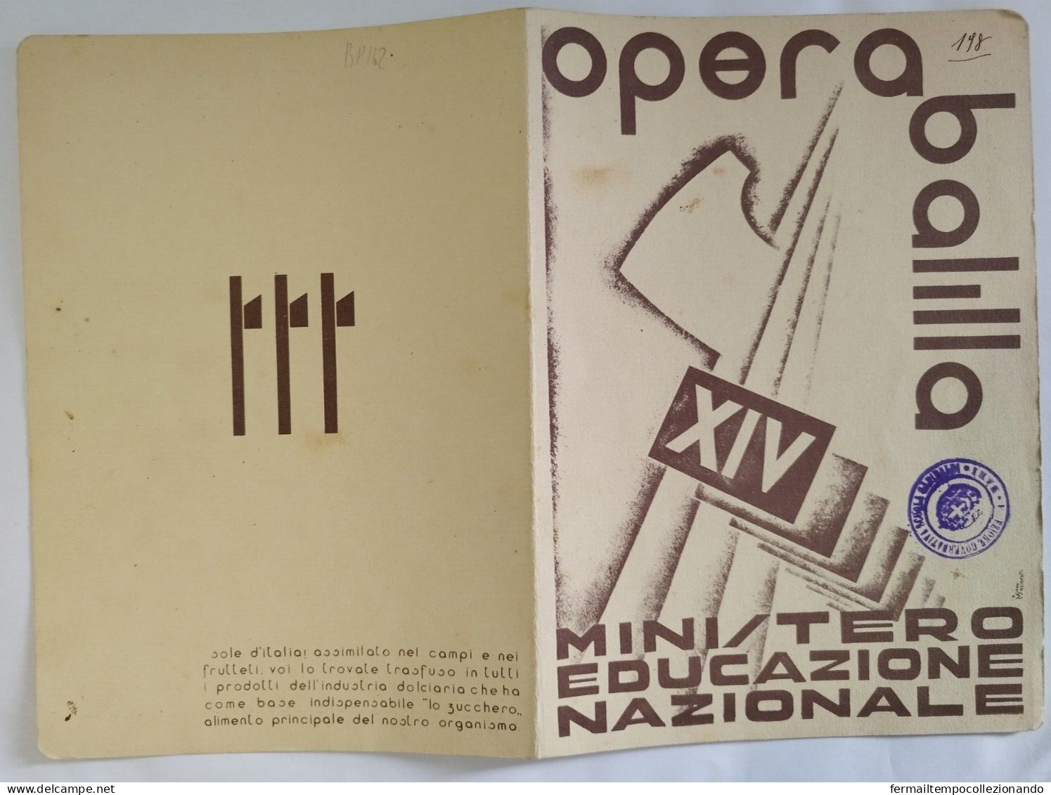 Bp162 Pagella Fascista Regno D'italia Opera Balilla Bari 1936 - Diploma & School Reports