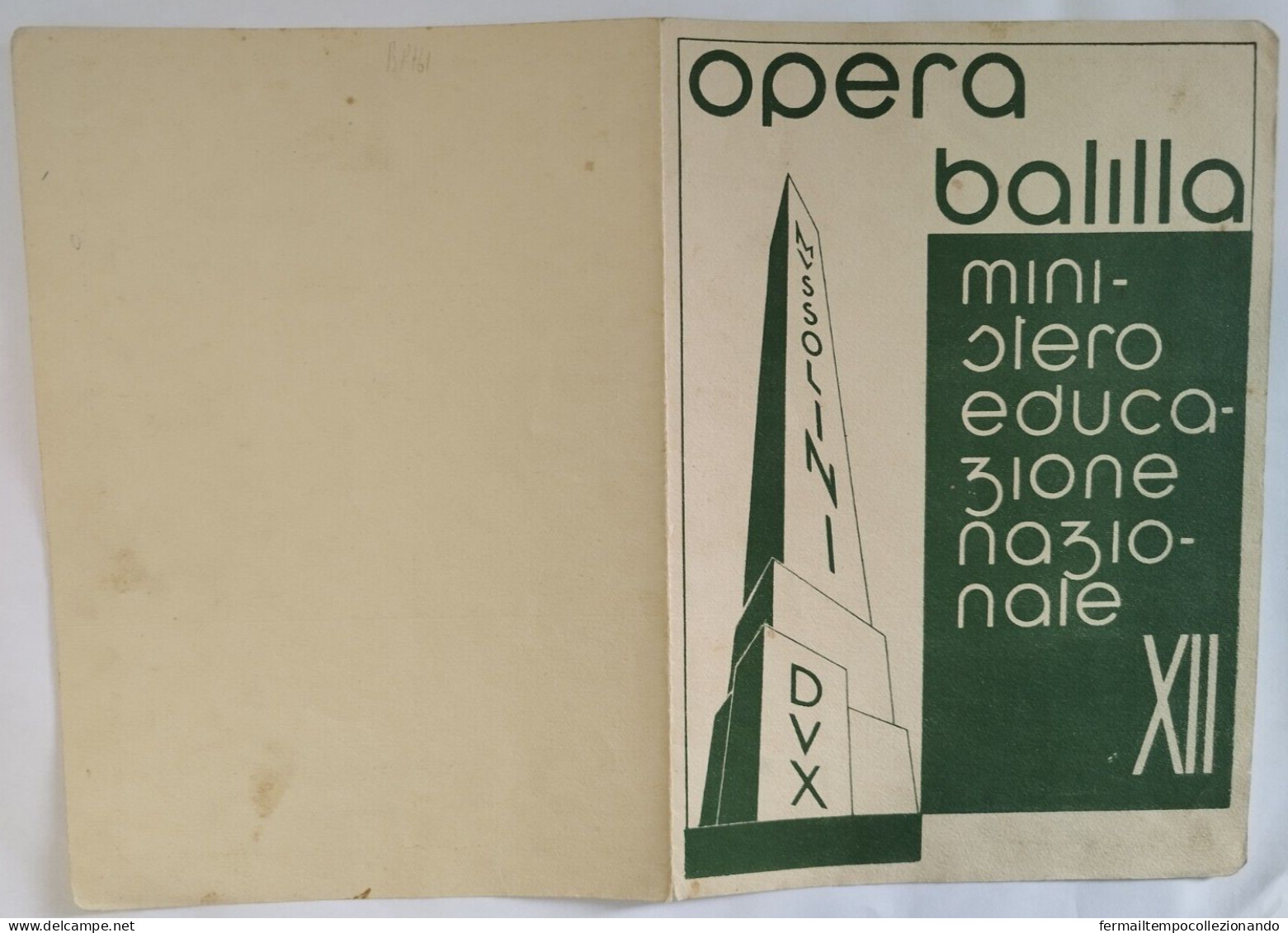 Bp161 Pagella Fascista Regno D'italia Opera Balilla Tizzano Parma 1934 - Diplome Und Schulzeugnisse
