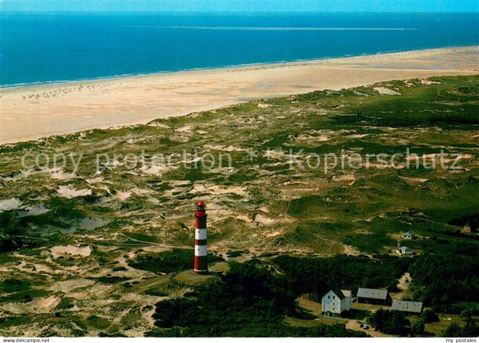 73725826 Nebel Amrum Fliegeraufnahme Strandpanorama M. Leuchtturm In Den Duenen  - Andere & Zonder Classificatie