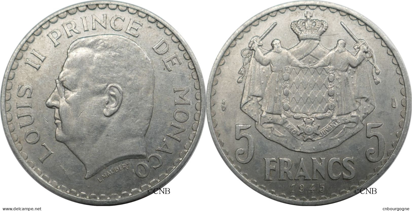 Monaco - Principauté - Louis II - 5 Francs 1945 - SUP/AU55 - Mon6552 - 1922-1949 Louis II