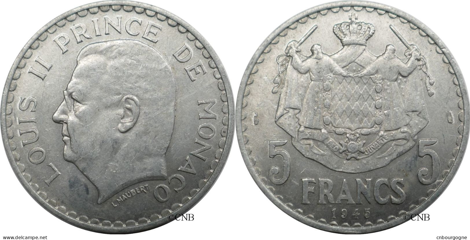 Monaco - Principauté - Louis II - 5 Francs 1945 - SUP/AU55 - Mon6553 - 1922-1949 Luigi II