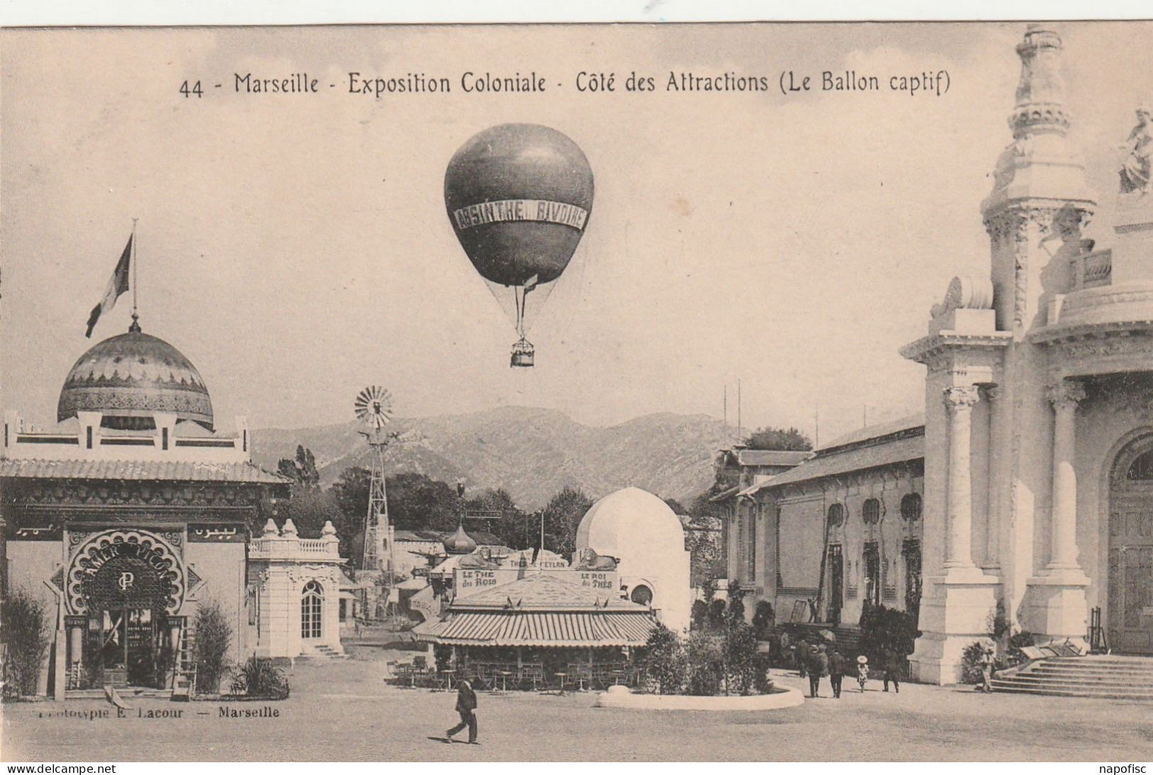 13-Marseille Exposition Coloniale Côté Des Attractions Le Ballon Captif - Exposiciones Coloniales 1906 - 1922