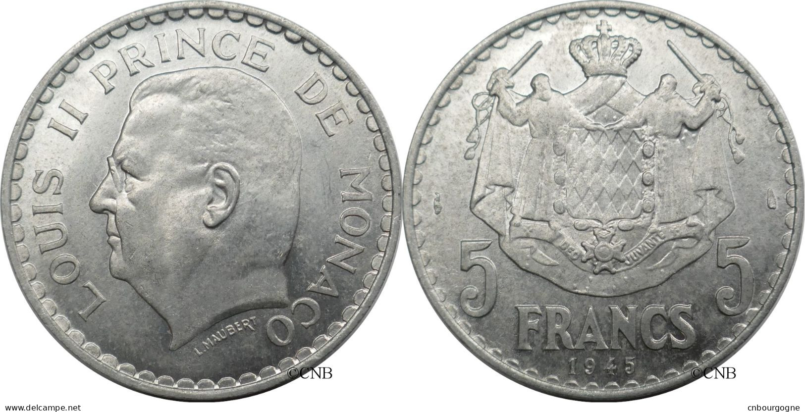 Monaco - Principauté - Louis II - 5 Francs 1945 - SUP+/MS62 - Mon6555 - 1922-1949 Louis II.