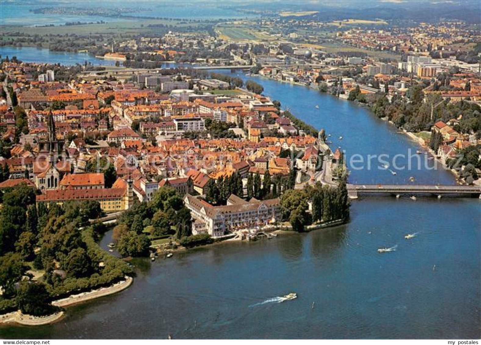 73725725 Konstanz Bodensee Fliegeraufnahme Mit Steigenberger Inselhotel Und Rhei - Konstanz