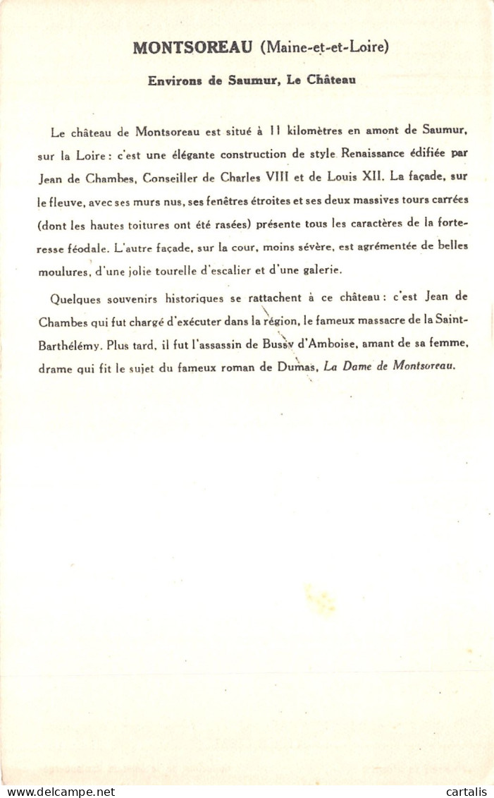 49-MONTSOREAU-N° 4430-F/0229 - Autres & Non Classés