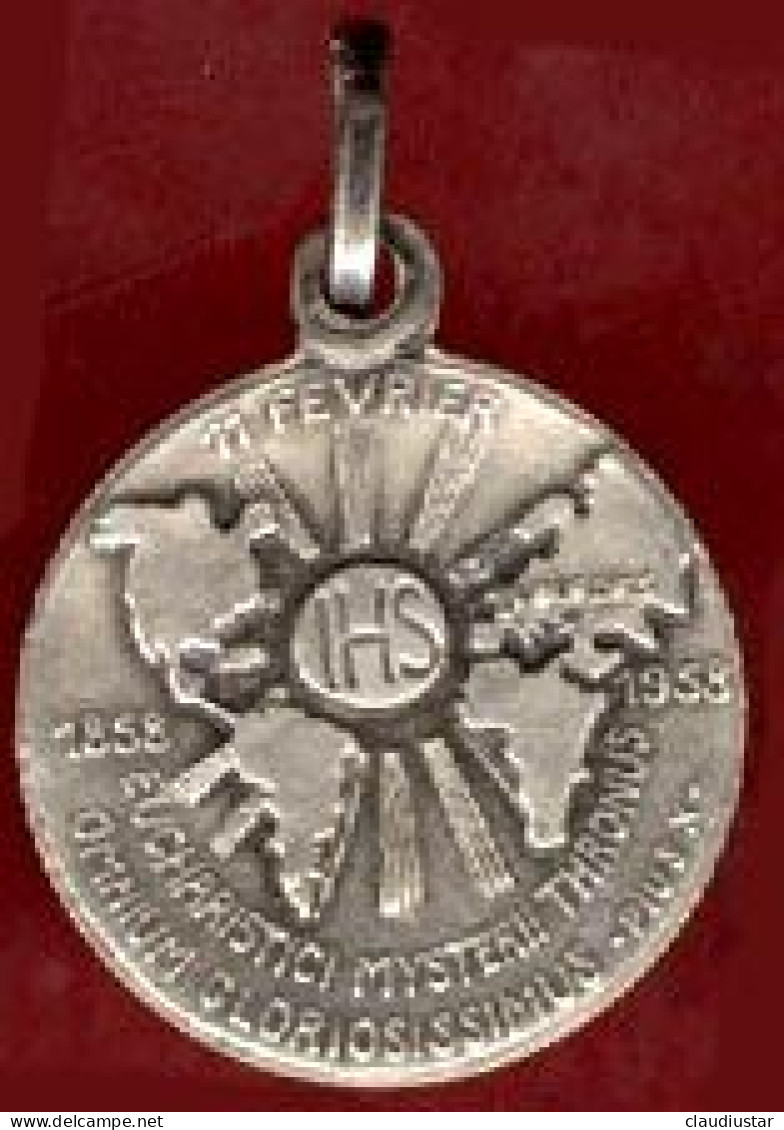 ** MEDAILLE  PIUS  X  -  11  FEVRIER  1858 - 1958 ** - Religion & Esotericism