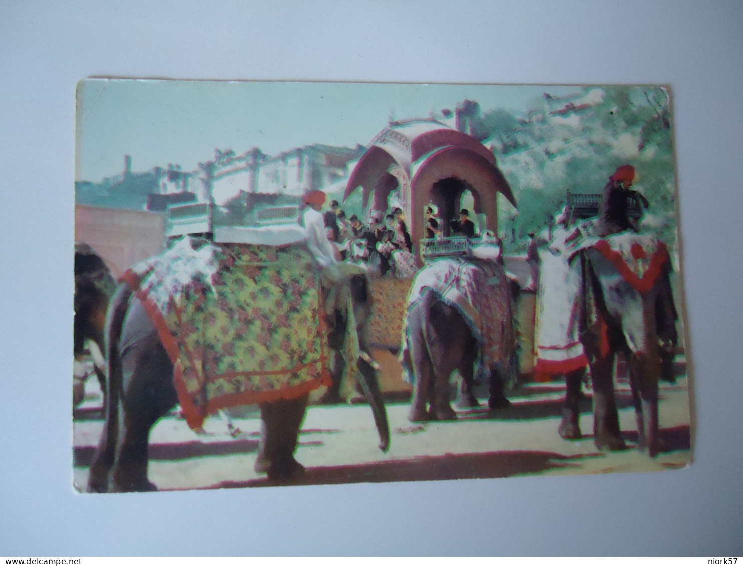 INDIA     POSTCARDS ELEPHANTS RIDE AT AMBER PALACE JAIPUR     FOR MORE PURHASES 10% DISCOUNT - Inde