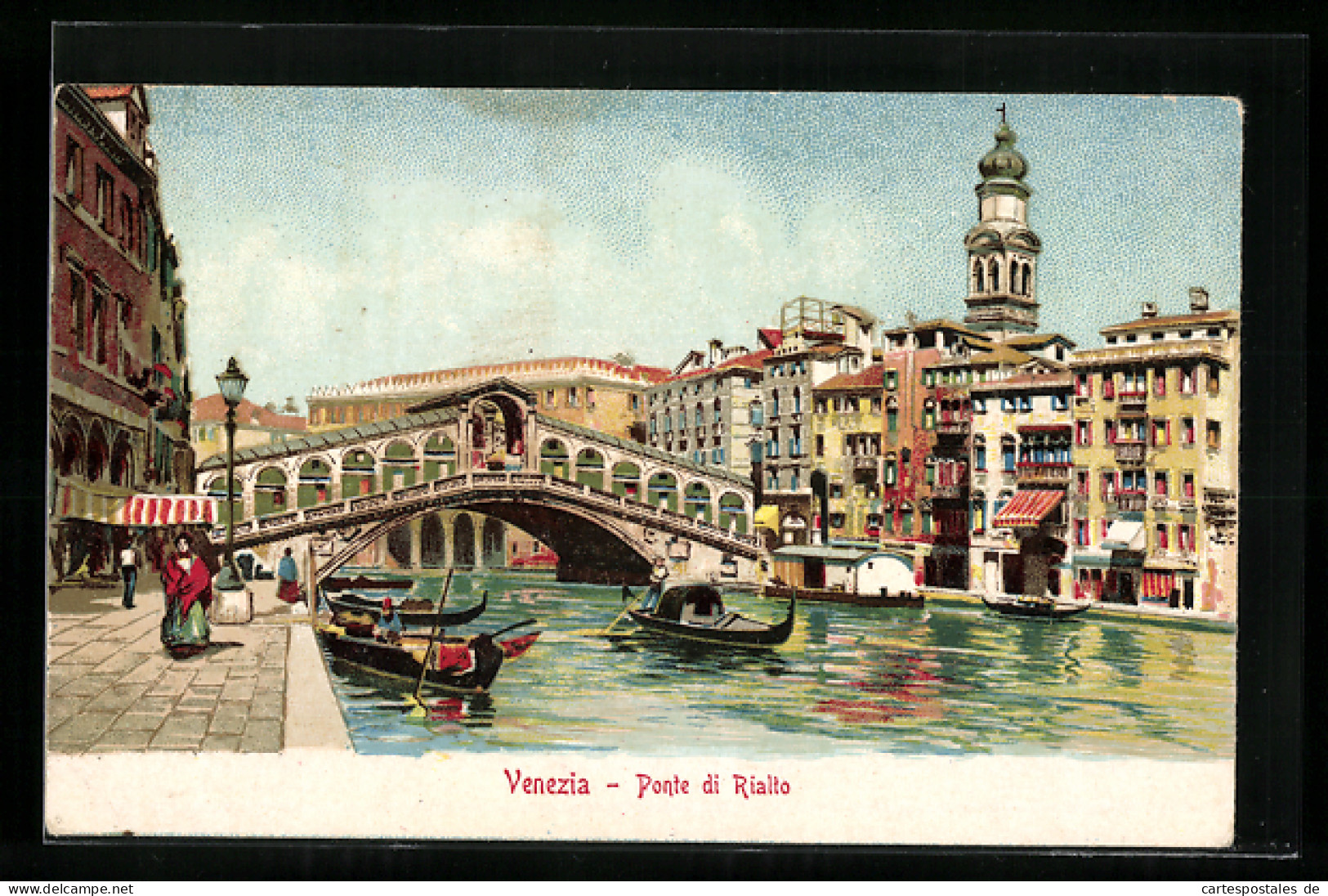 Lithographie Venezia, Ponte Di Rialto  - Venezia (Venedig)