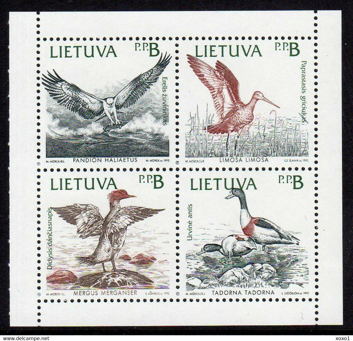 Lithuania 1992 MiNr. 501-4 Litauen Joint Issues BIRDS Osprey, Black-tailed Godwit, Merganser, Shelduck 4v Mnh ** 2.50 € - Lithuania