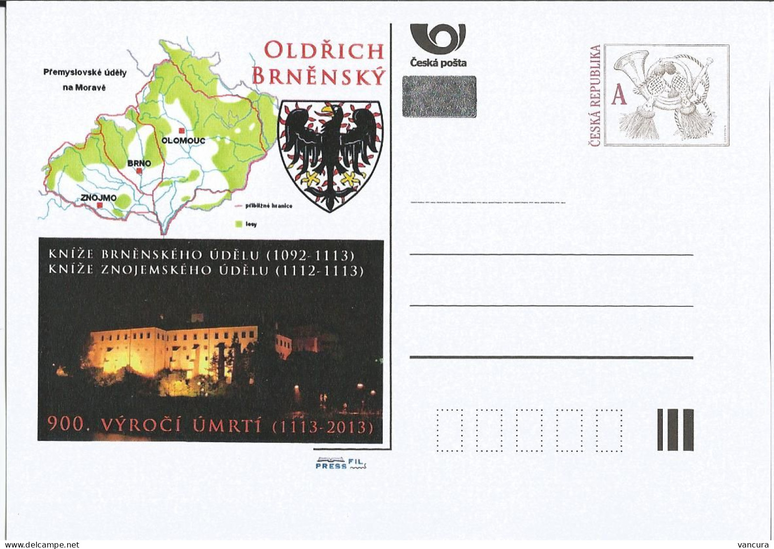 CDV C Czech Republic Oldrich Of Brno, Premyslid Prince 2013 Coat Of Arms - Postcards