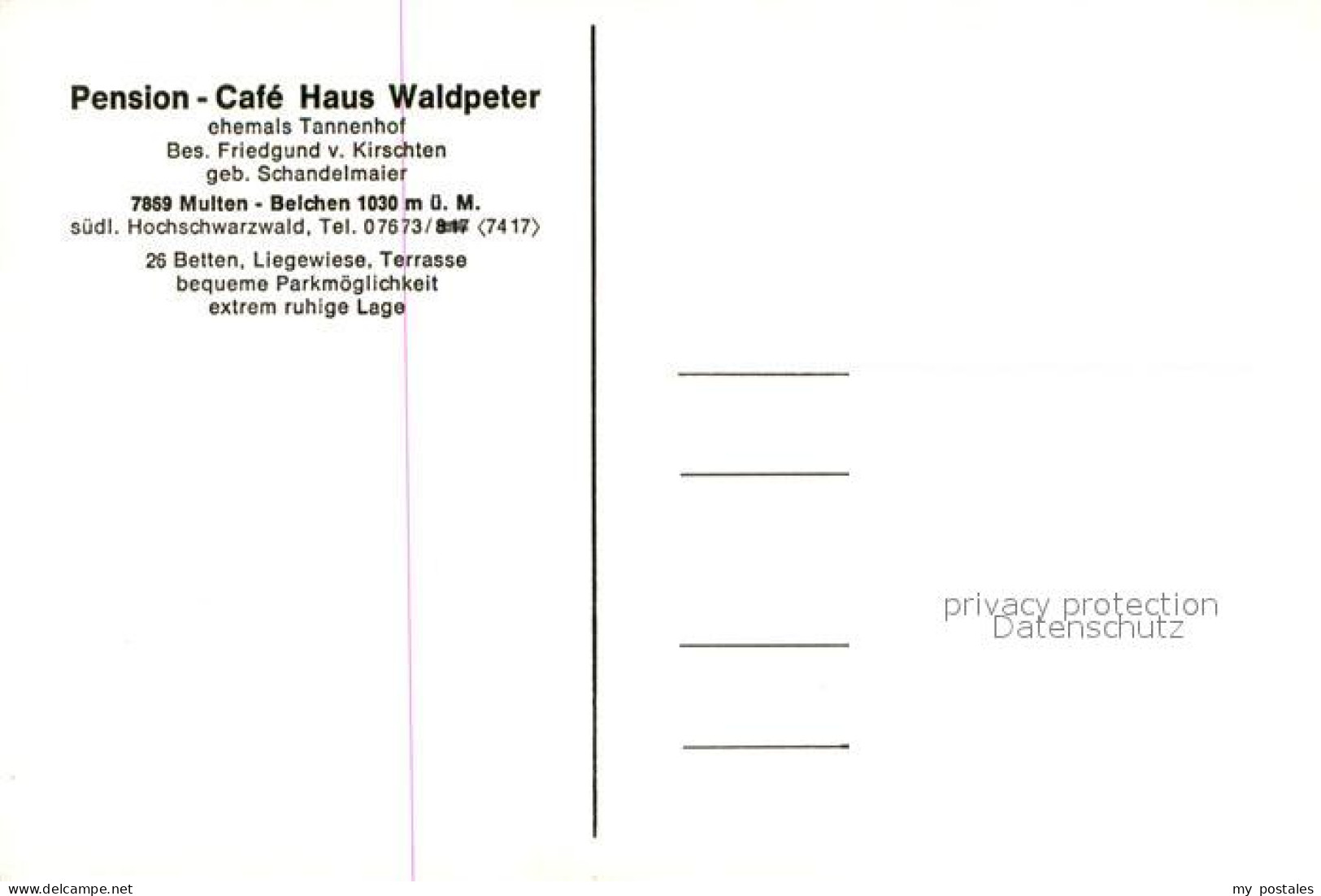 73725526 Multen Pension Cafe Haus Waldpeter Im Schwarzwald Multen - Sonstige & Ohne Zuordnung
