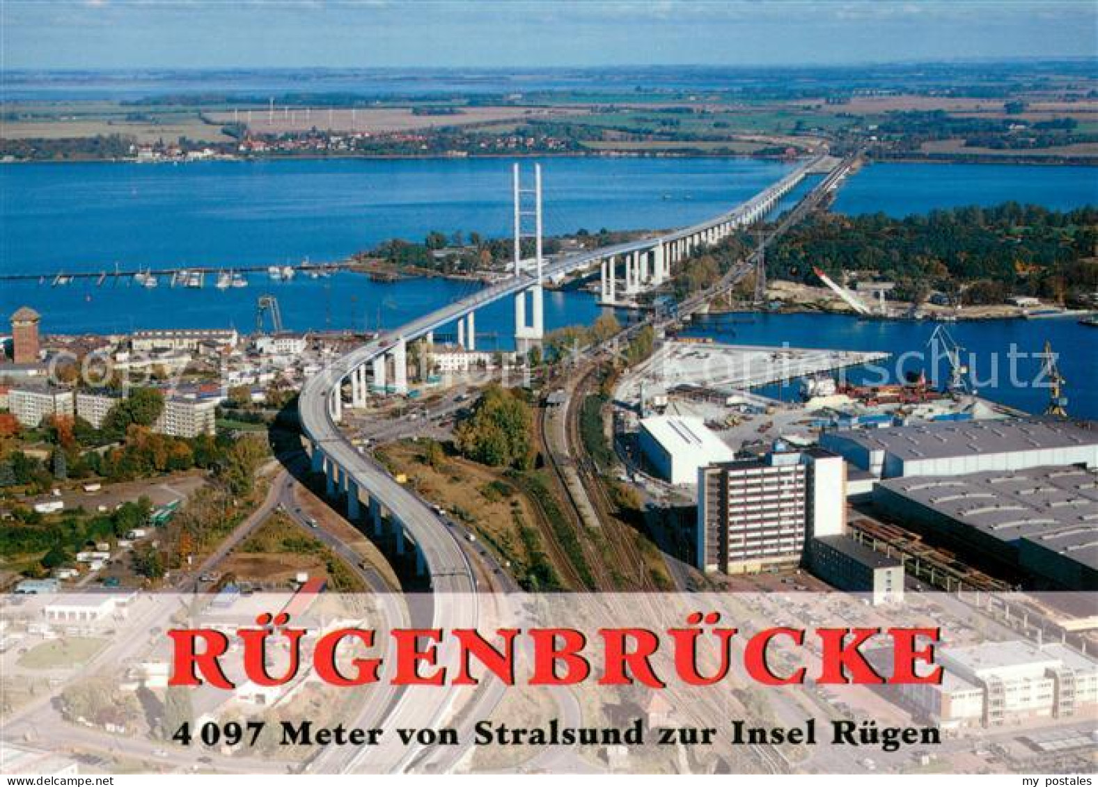 73725441 Ruegen Ruegenbruecke Von Stralsund Zur Insel Ruegen Fliegeraufnahme Rue - Altri & Non Classificati