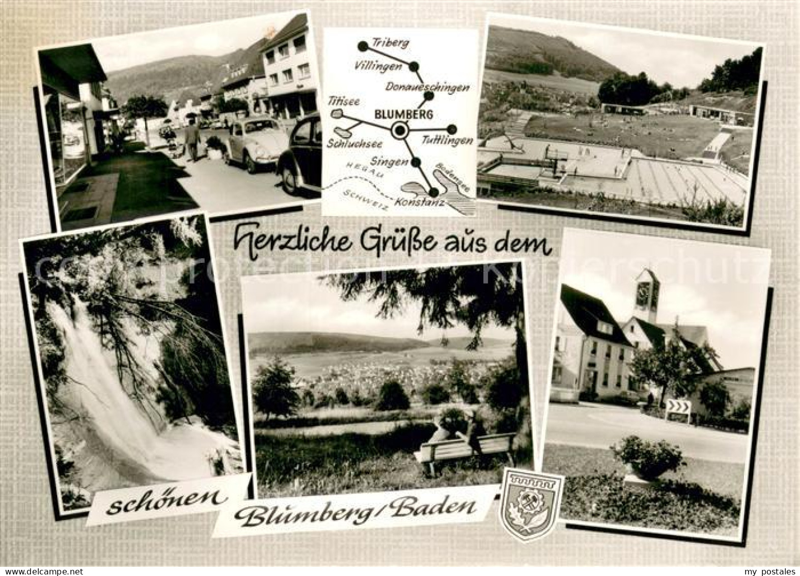 73725341 Blumberg Baden Strassenpartie Wasserfall Freibad Panorama Kirche Blumbe - Other & Unclassified