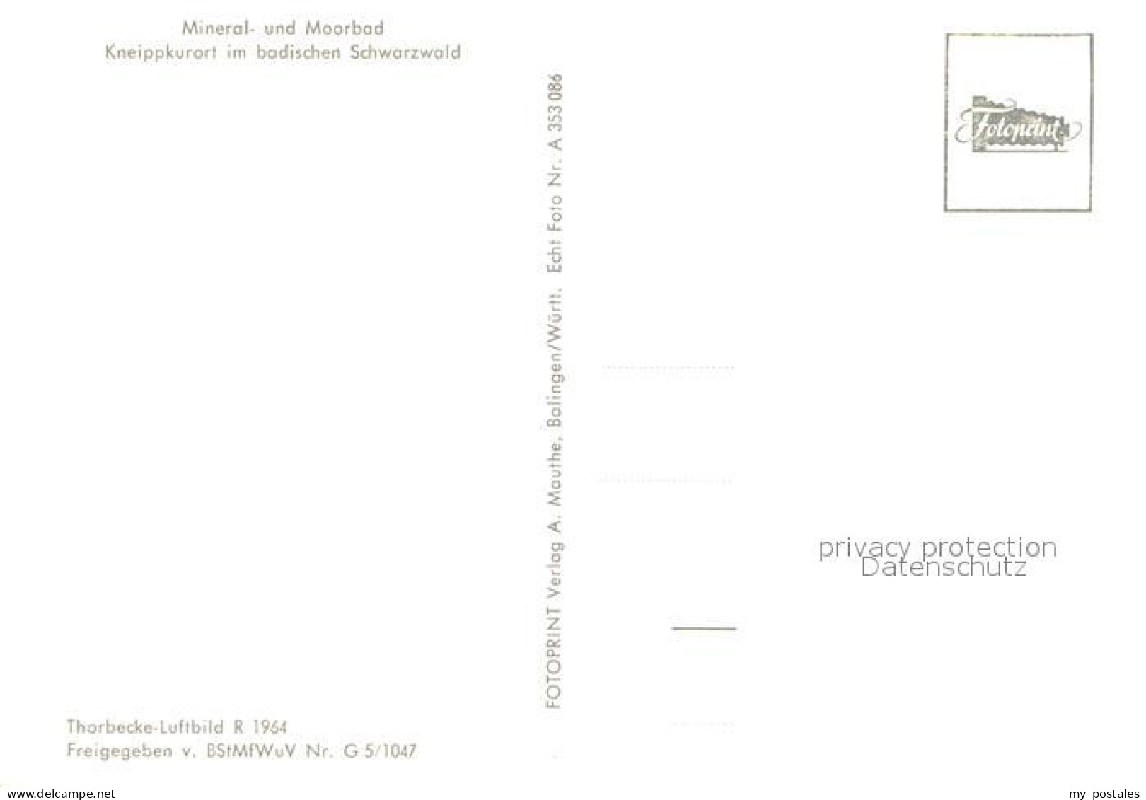 73725339 Bad Peterstal-Griesbach Mineral Und Moorbad Mit Braunberg Und Hornisgri - Other & Unclassified
