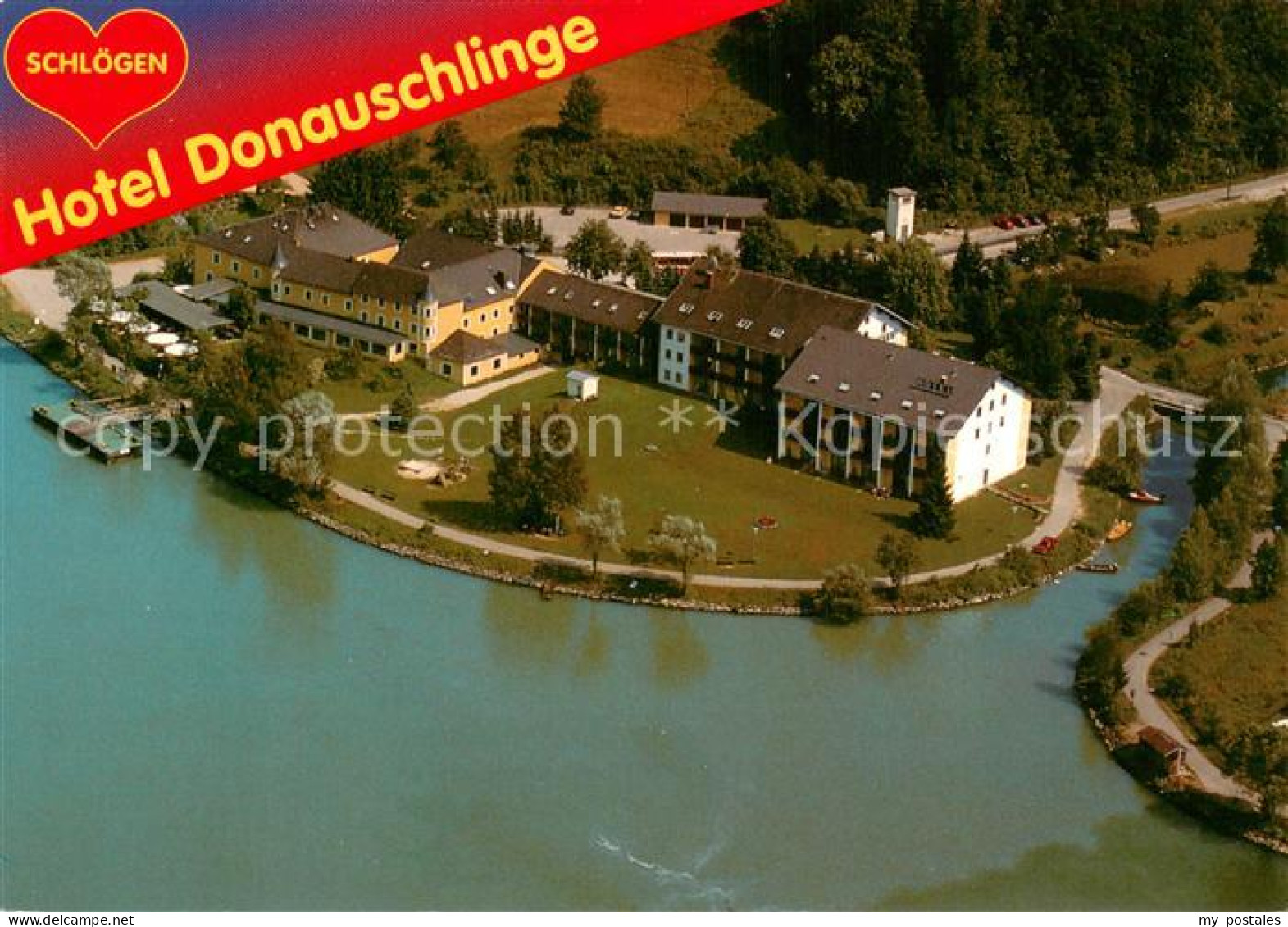 73725269 Schloegen Hotel Restaurant Donauschlinge Fliegeraufnahme Schloegen - Sonstige & Ohne Zuordnung