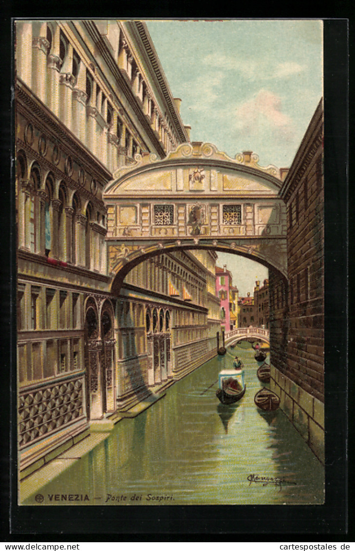 Künstler-Lithographie Venezia / Venedig, Ponte Dei Sospiri, Seufzerbrücke  - Sonstige & Ohne Zuordnung