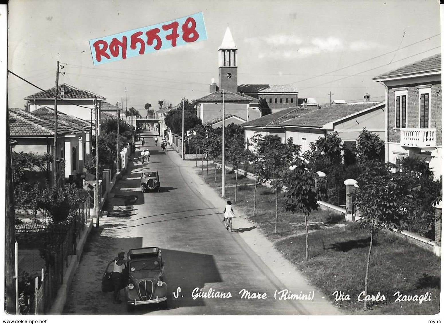 Emilia Romagna-rimini S.giuliano A Mare Quartiere Di Rimini Via Carlo Zavagli Animatissima Veduta Anni 50 - Rimini