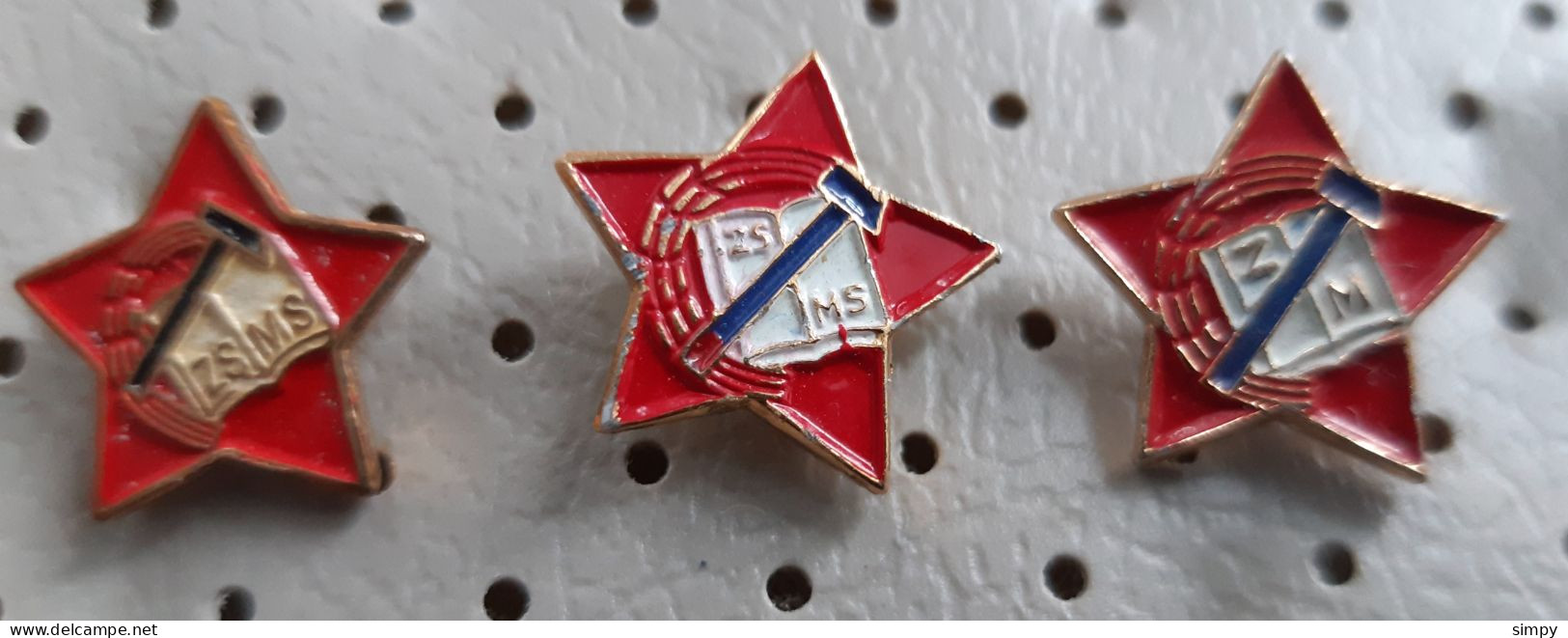 ZSMS Alliance Of Socialist Youth Of Slovenia Communist Hammer Red Star Ex Yugoslavia Pins - Vereinswesen