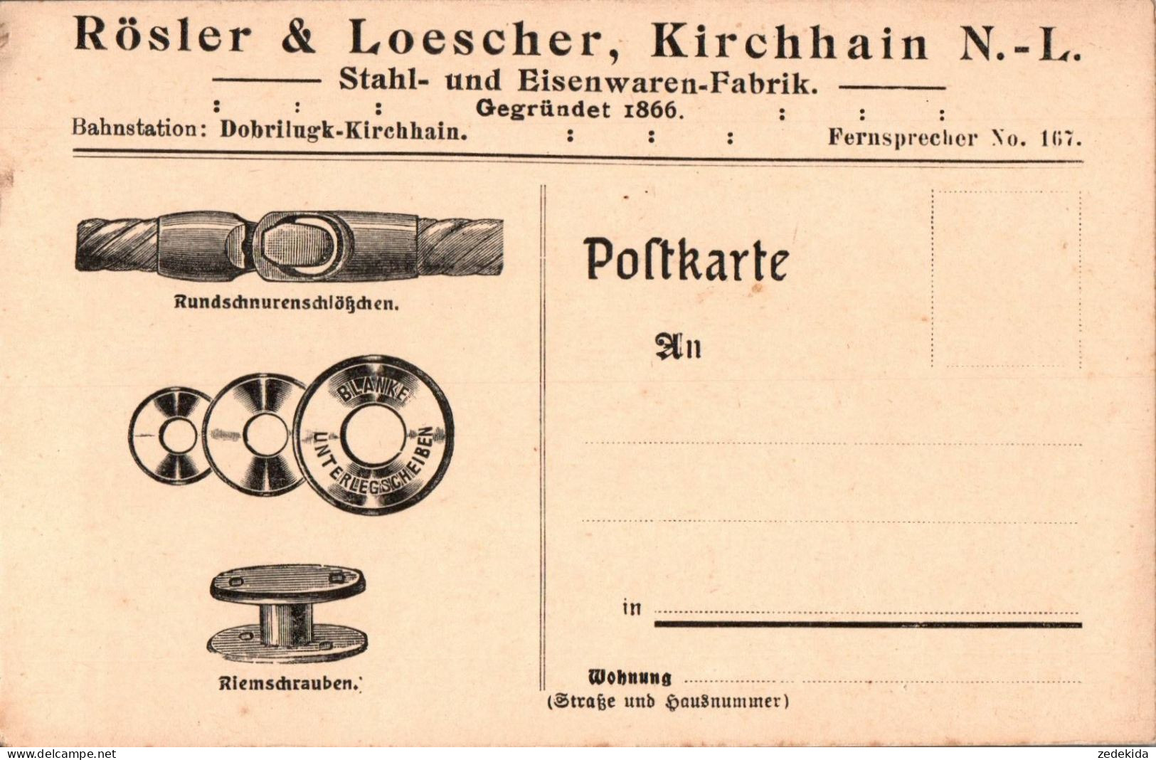 H1771 - Kirchhain Rösler & Löschner Eisenwaren - Advertising