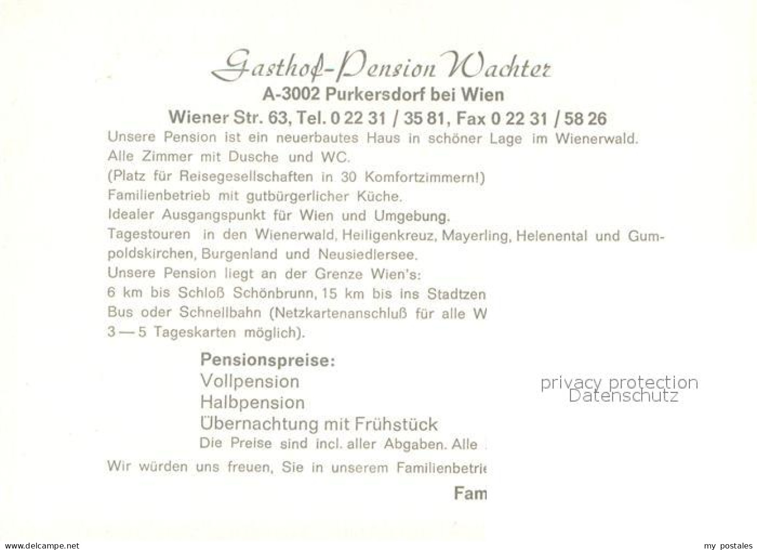 73725114 Purkersdorf Gasthof Pension Wachter Gaststube Zimmer Purkersdorf - Sonstige & Ohne Zuordnung