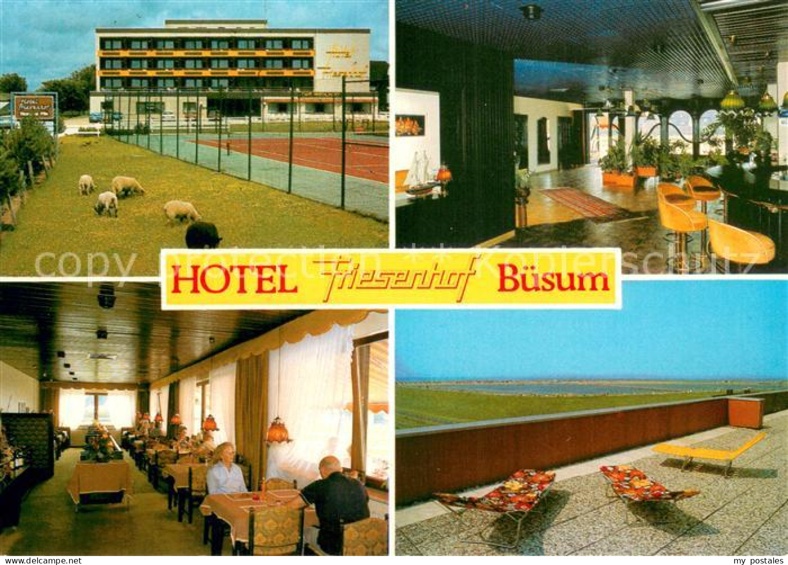 73725062 Buesum Nordseebad Hotel Friesenhof Restaurant Terrasse Tennisplatz Bues - Buesum