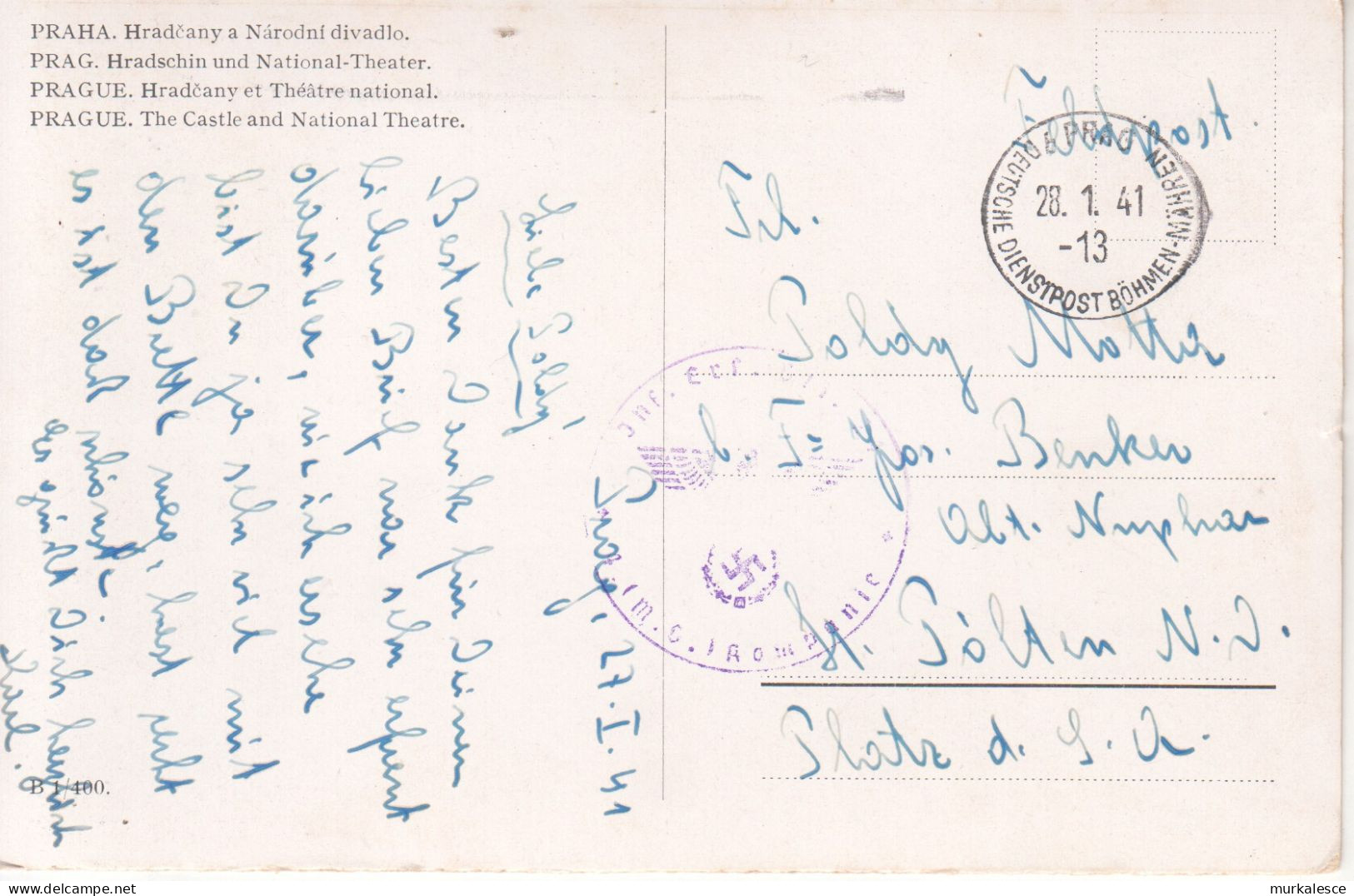 9416--AK---PRAHA  FELDPOST  1941 - Tschechische Republik