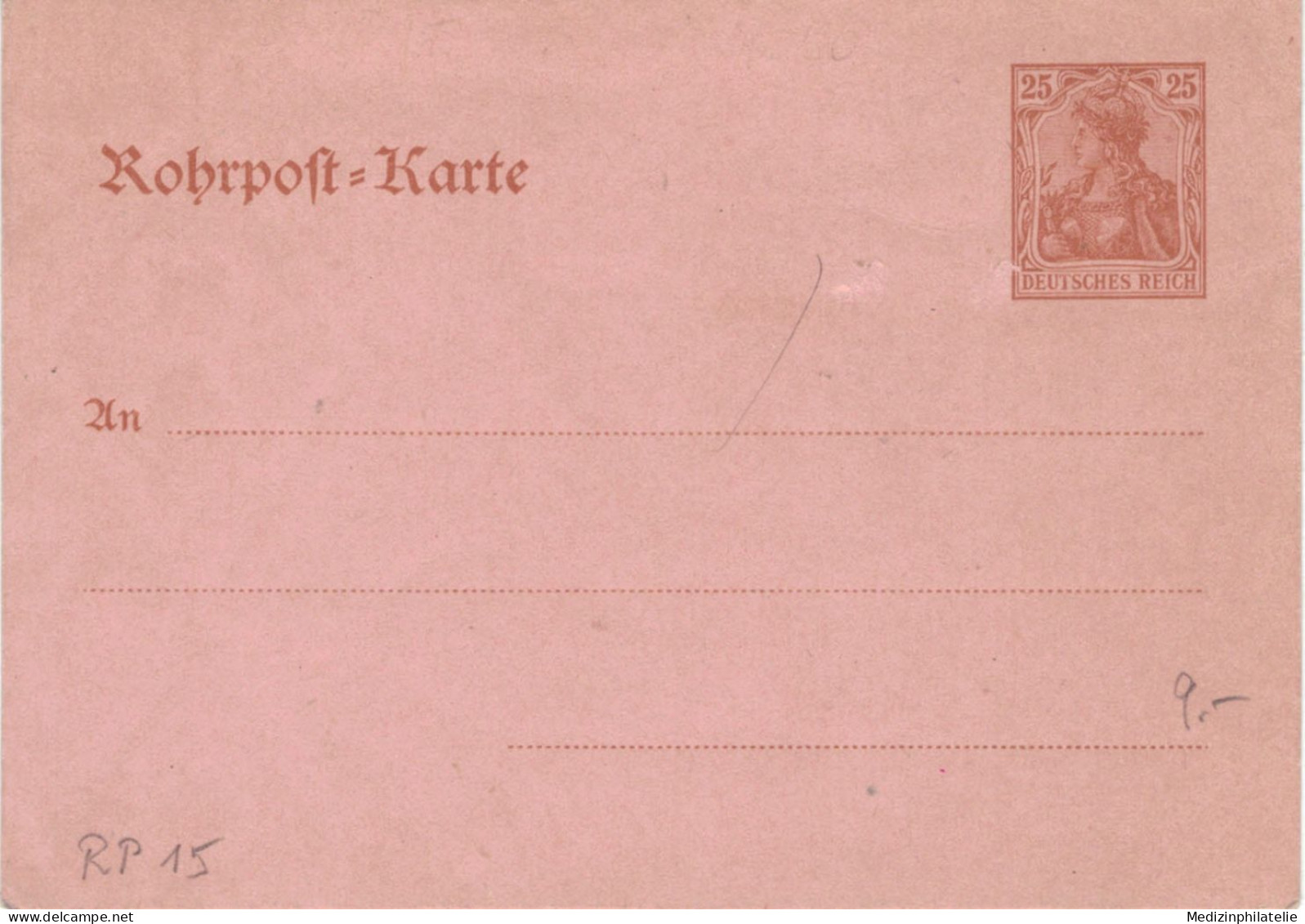 Rohrpost-Karte 25 Pf. Germania - Ungebraucht - 15 - Postkarten
