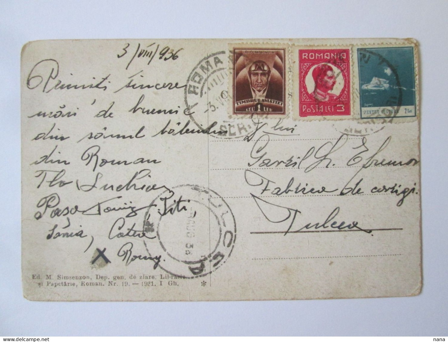 Romania-Roman:Bureau De Poste/Post Office,carte Postale 1931 Voyagee 1936/1931 Postcard Mailed 1936 - Roemenië