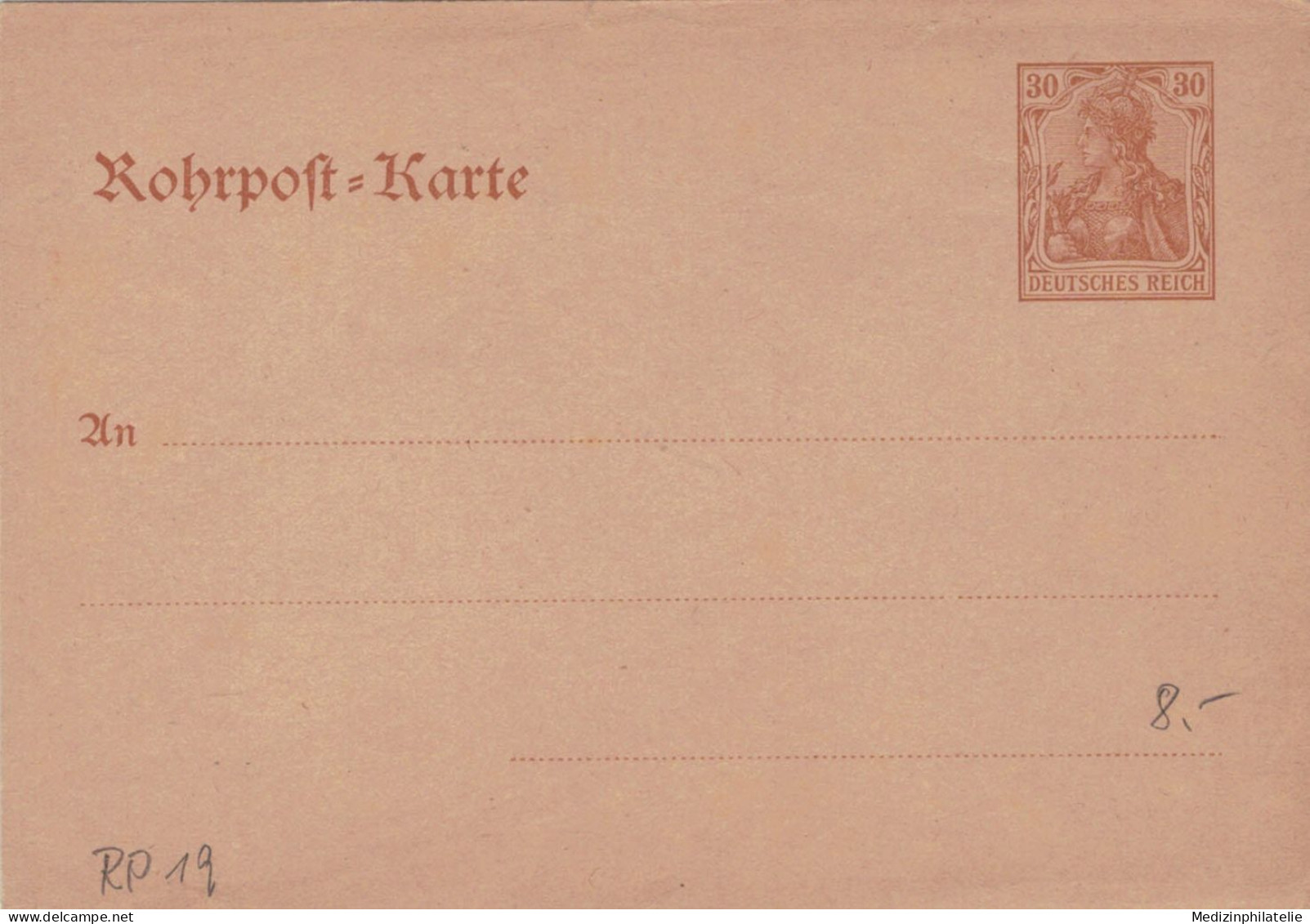 Rohrpost-Karte 30 Pf. Germania - Ungebraucht - 19 - Briefkaarten