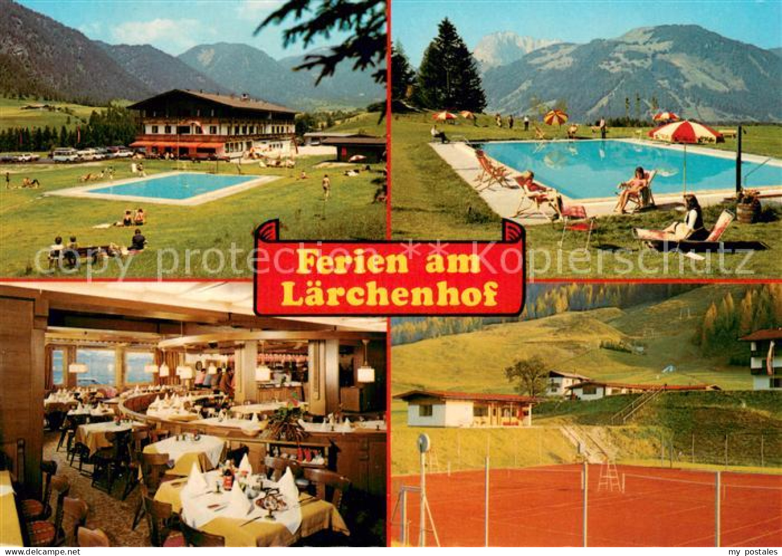 73724985 Erpfendorf Gasthof Laerchenhof Pool Gastraum Tennisplatz Erpfendorf - Autres & Non Classés