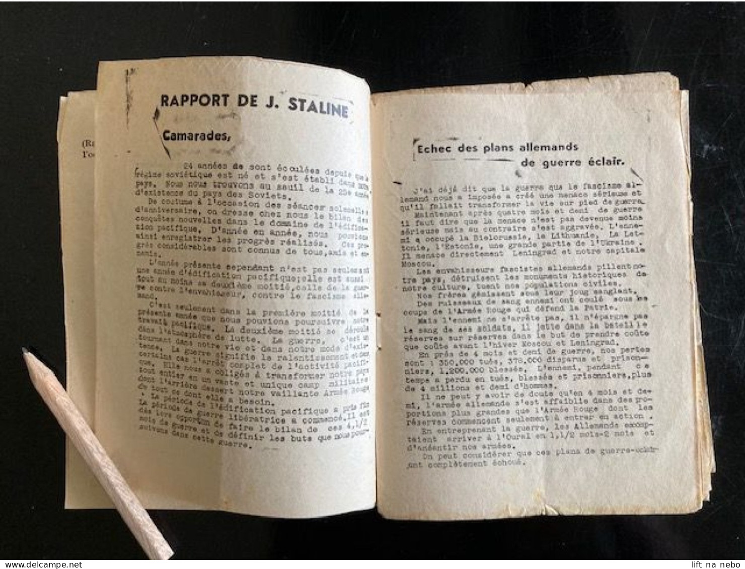 Tract Presse Clandestine Résistance Belge WWII WW2 J.Staline 'La Victoire Sera à Nous!' Brochure 16 Pages - Documenten