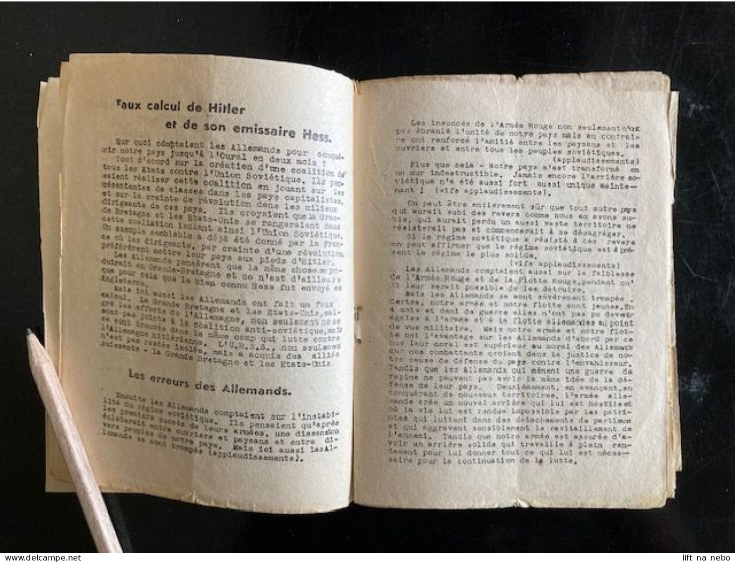 Tract Presse Clandestine Résistance Belge WWII WW2 J.Staline 'La Victoire Sera à Nous!' Brochure 16 Pages - Documenti