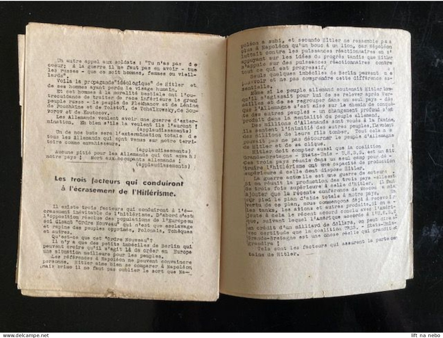 Tract Presse Clandestine Résistance Belge WWII WW2 J.Staline 'La victoire sera à nous!' brochure 16 pages