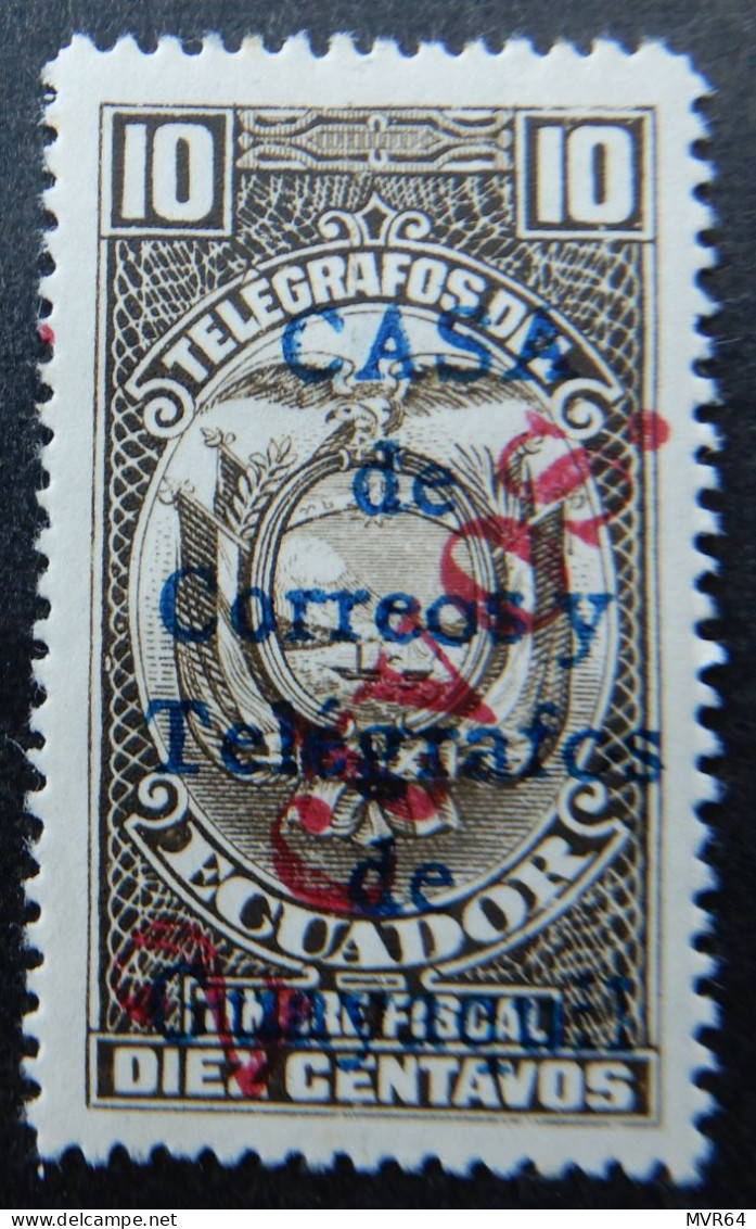 Ecuador 1933 (1b) Coat Of Arms Fiscal Stamp Overprinted - Equateur