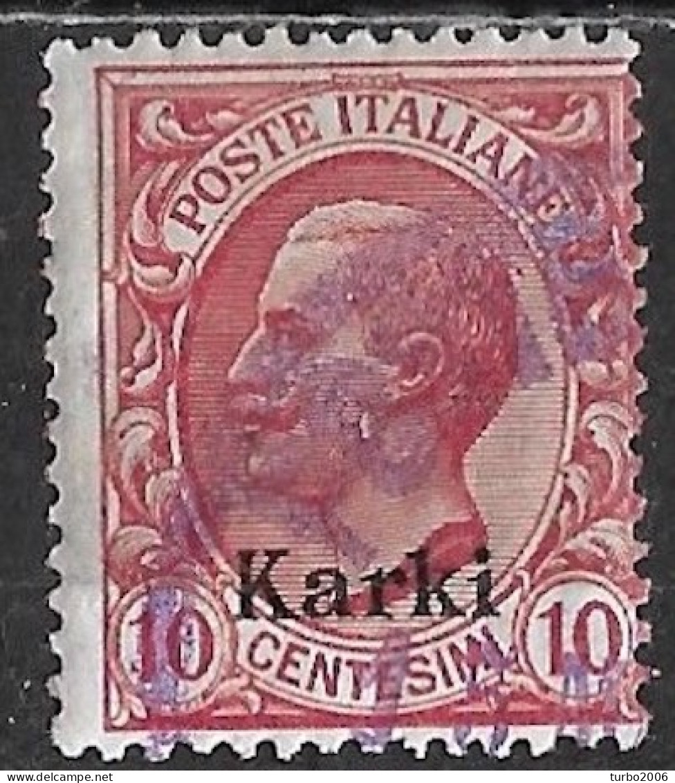 DODECANESE 1912 Black Overprint KARKI On Italian Stamp 10 C Carmine Vl. 3 - Dodecaneso